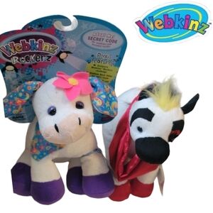 WEBKINZ ROCKERZ Lot of 2 Plush New w Codes/ Tags Cow ✌️❤️ Moosic Zebra ❤️💃 Ganz